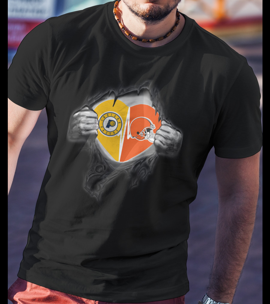Browns Pacers Heartbeat Love Split T-Shirt