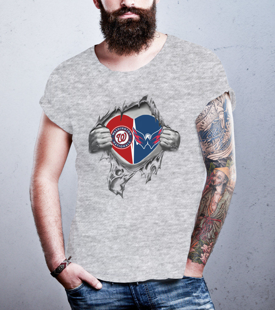 Washington Nationals Capitals Logo Split In Heart T-Shirt