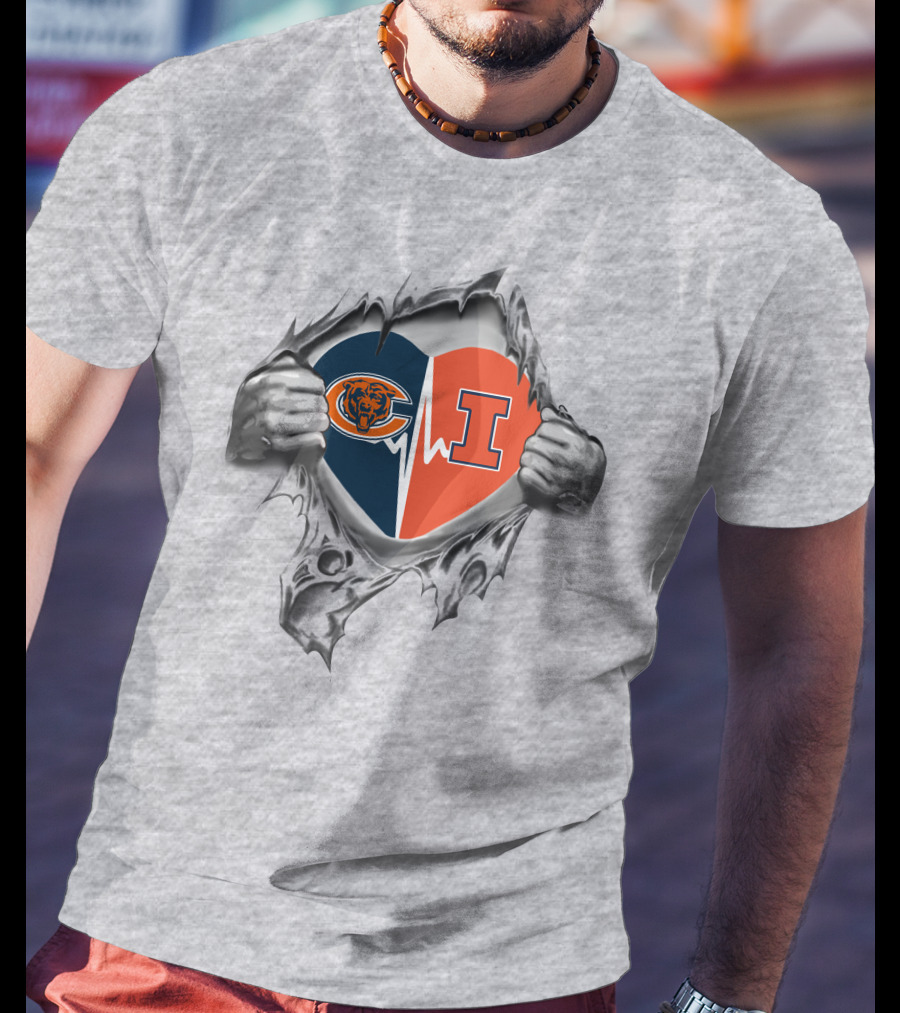 Bears Illinois It's In My Heart Chicago Bears University Of Illinois Fan Passion T-Shirt