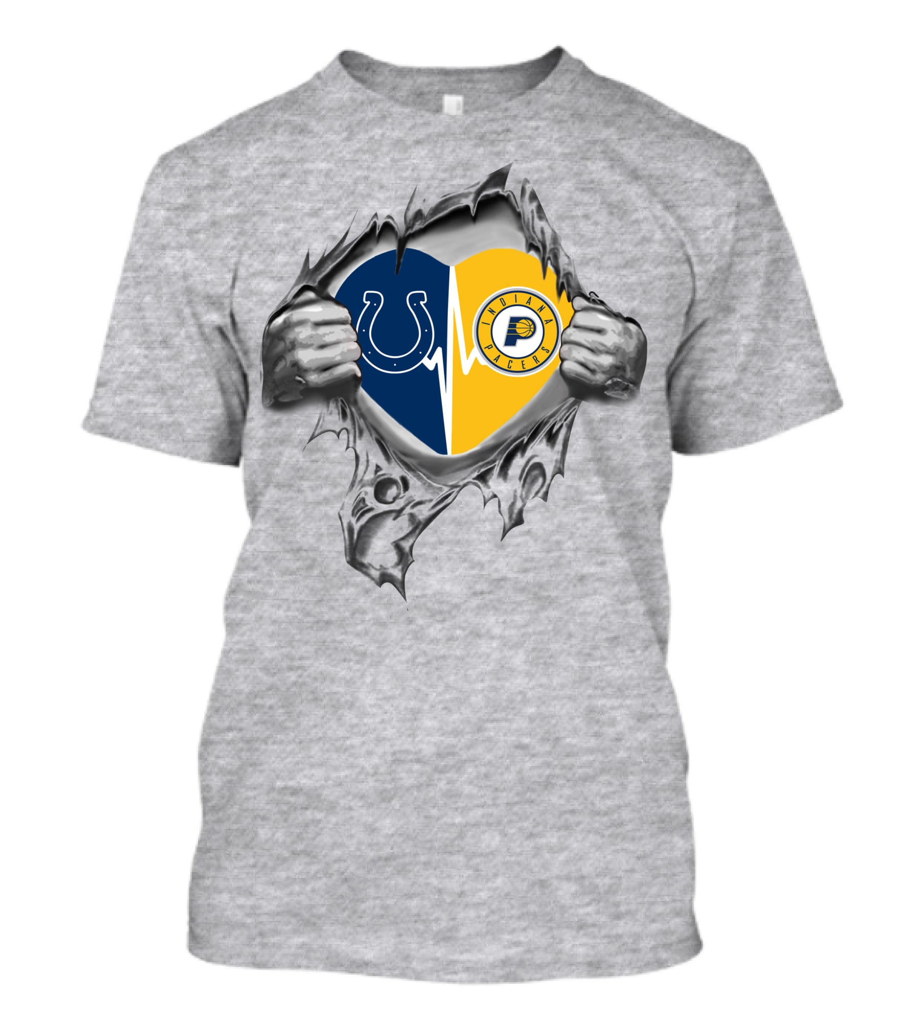 Colts Pacers Heart Rip Indianapolis Football Basketball Fandom Colts Logo Pacers T-Shirt