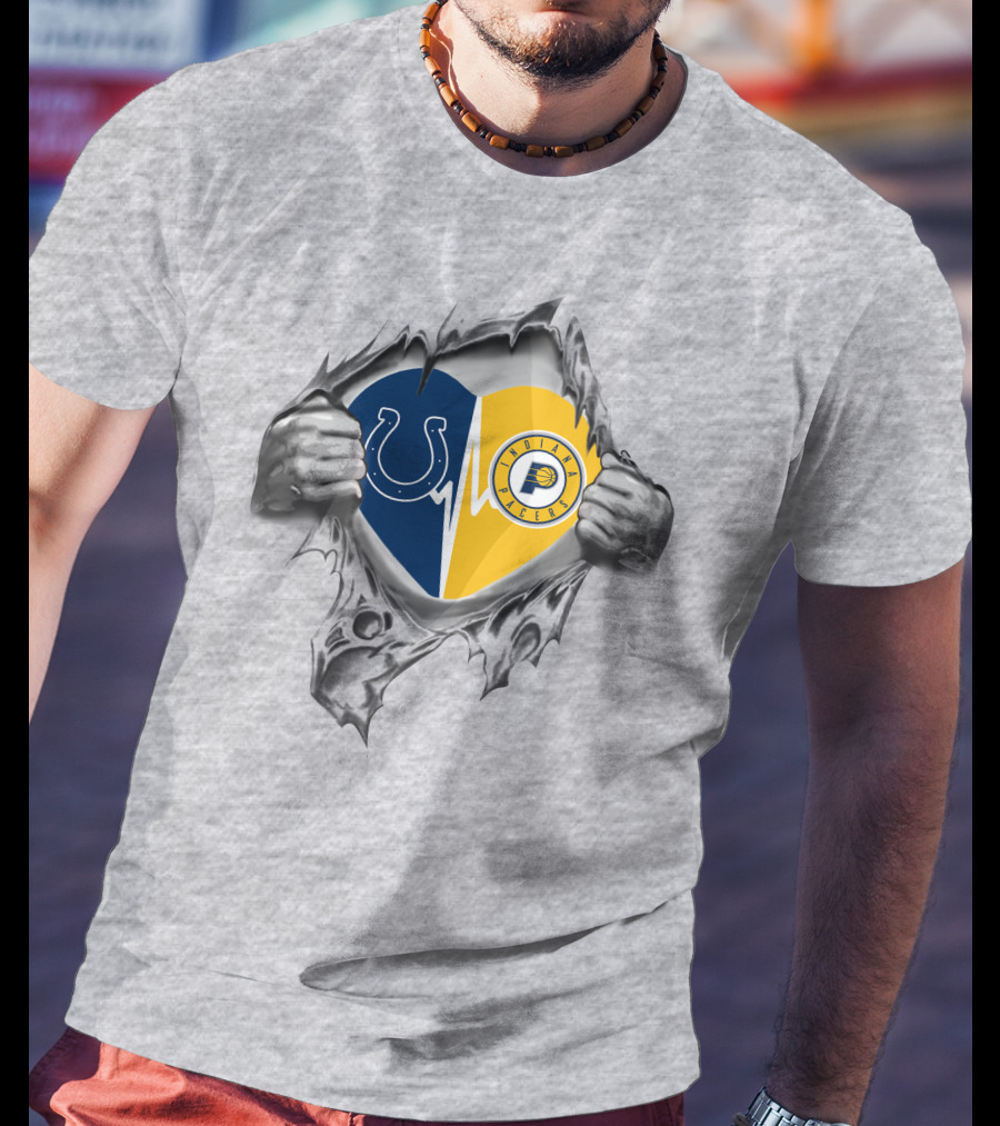 Colts Pacers Heart Rip Indianapolis Football Basketball Fandom Colts Logo Pacers T-Shirt