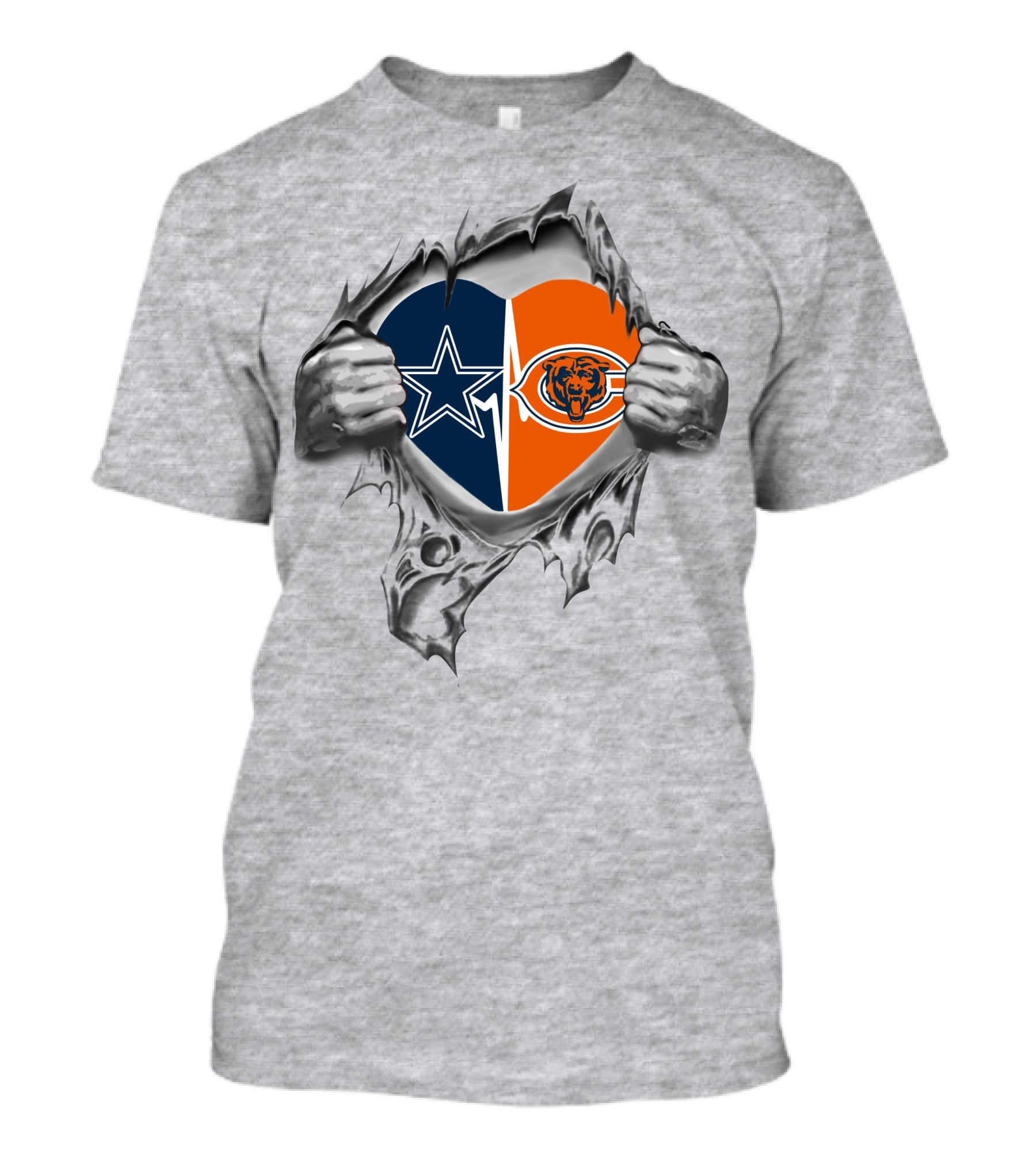 Cowboys Bears Heart Logo Ripped T-Shirt