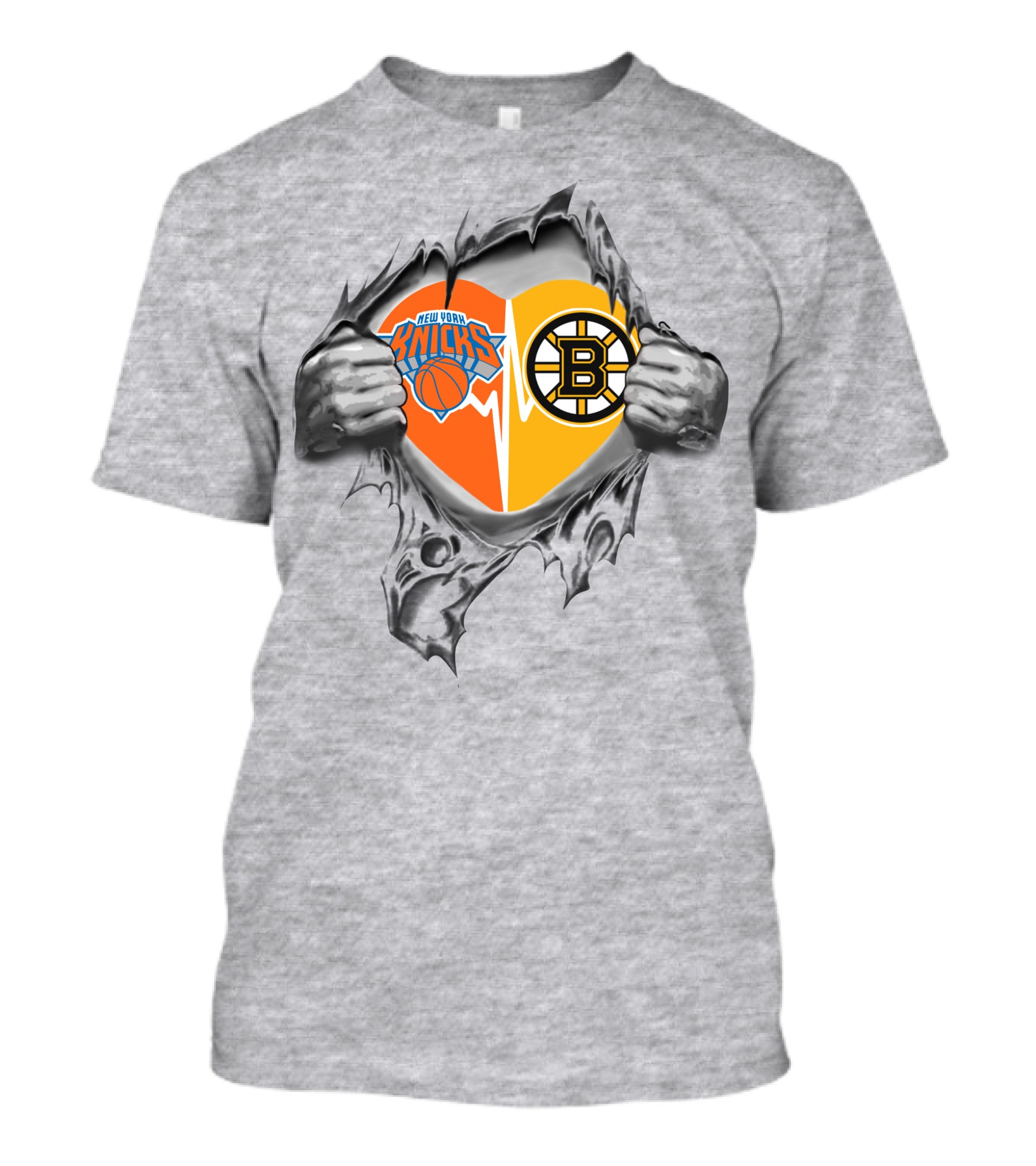 Knicks Bruins Heartbeat Love T-Shirt