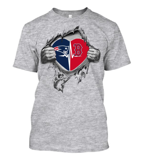 Patriots Redsox Heart Logo Symbolizing Fan Passion T-Shirt