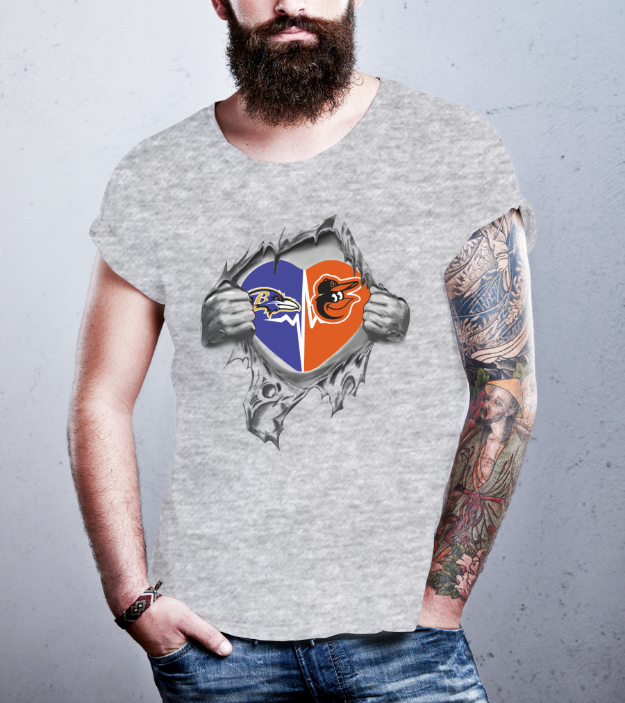 Baltimore Ravens Orioles Heart T-Shirt