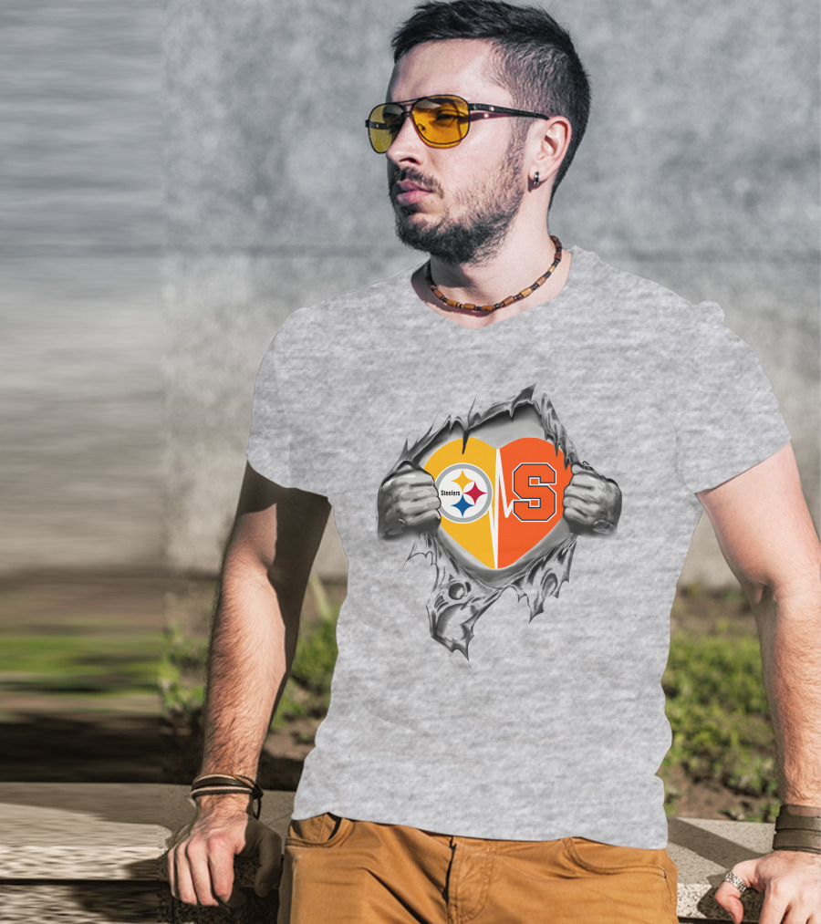 Steelers Syracuse Heart Logo Rip T-Shirt