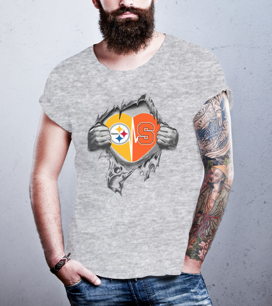 Steelers Syracuse Heart Logo Rip T-Shirt
