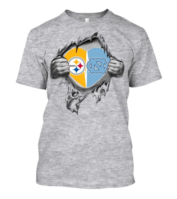 Steelers NC Tar Heels Heart T-Shirt