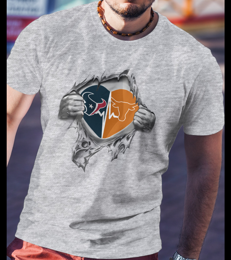 Houston Texans Longhorn Heartbeat Pride T-Shirt