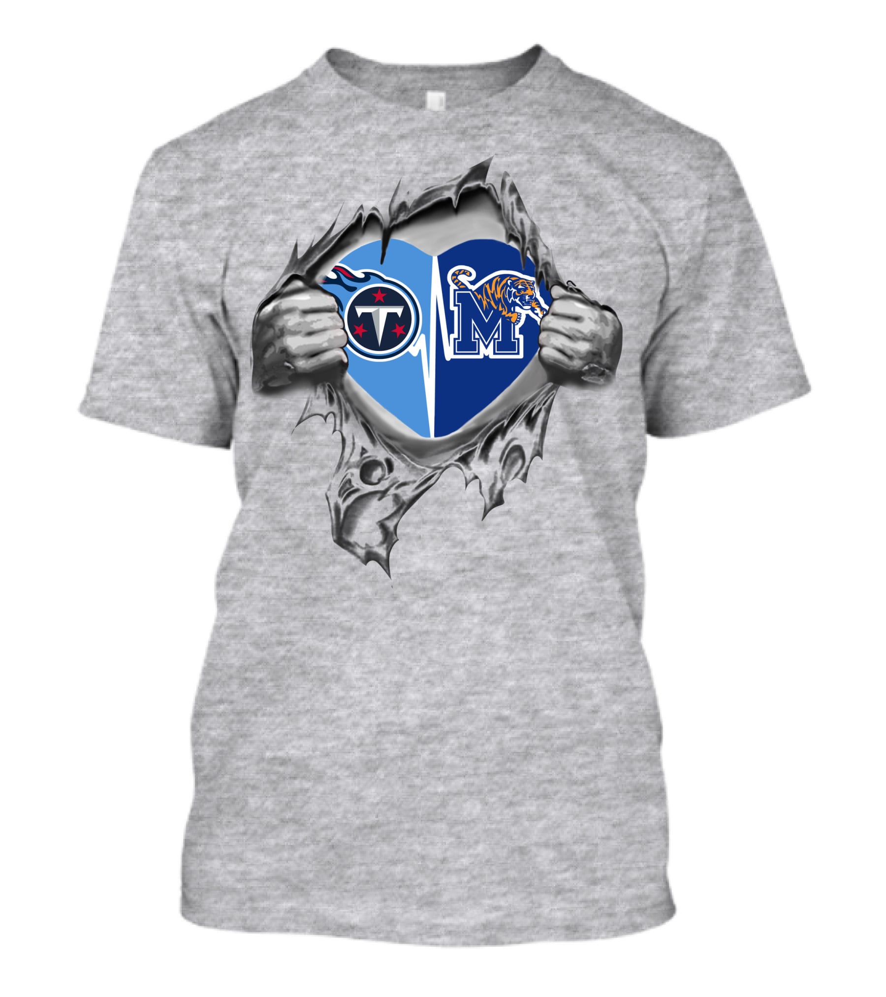 Titans Memphis Tigers Heart Fusion T-Shirt