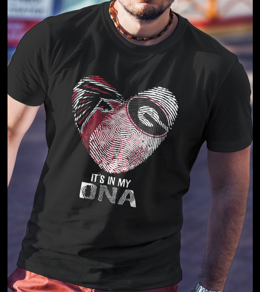 Falcons Bulldogs Heart It's In My Dna Fingerprint T-Shirt