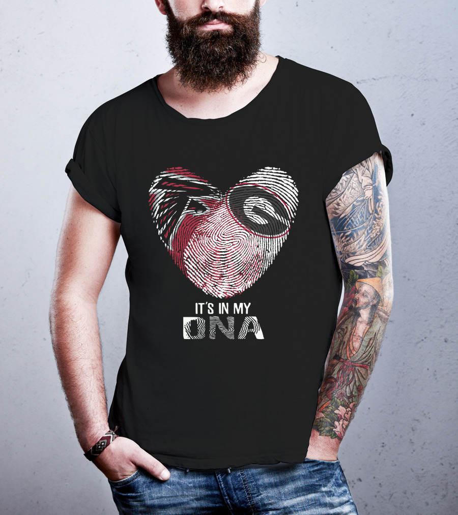 Falcons Bulldogs Heart It's In My Dna Fingerprint T-Shirt