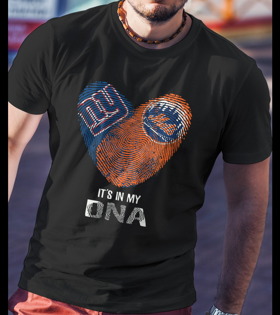 NY Giants Mets It's In My DNA Fingerprint Heart T-Shirt