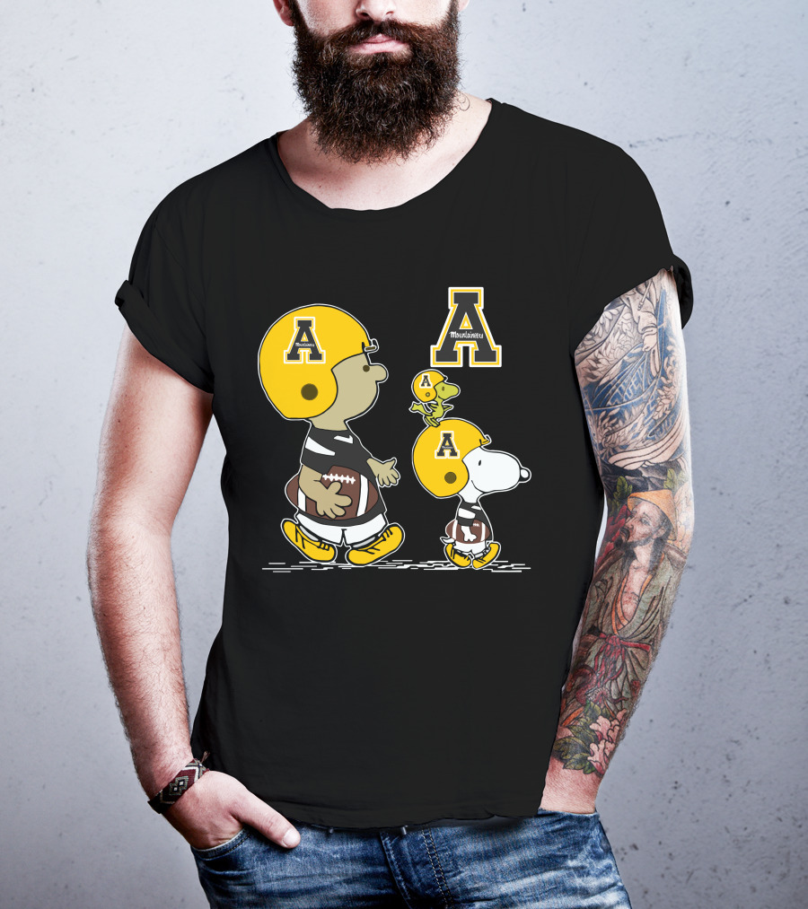 Appalachian State Mountaineers Snoopy And Woodstock Football Helmet T-Shirt