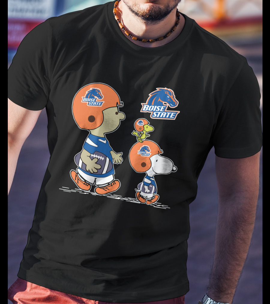 Boise State Broncos Snoopy And Woodstock Football Adventure T-Shirt