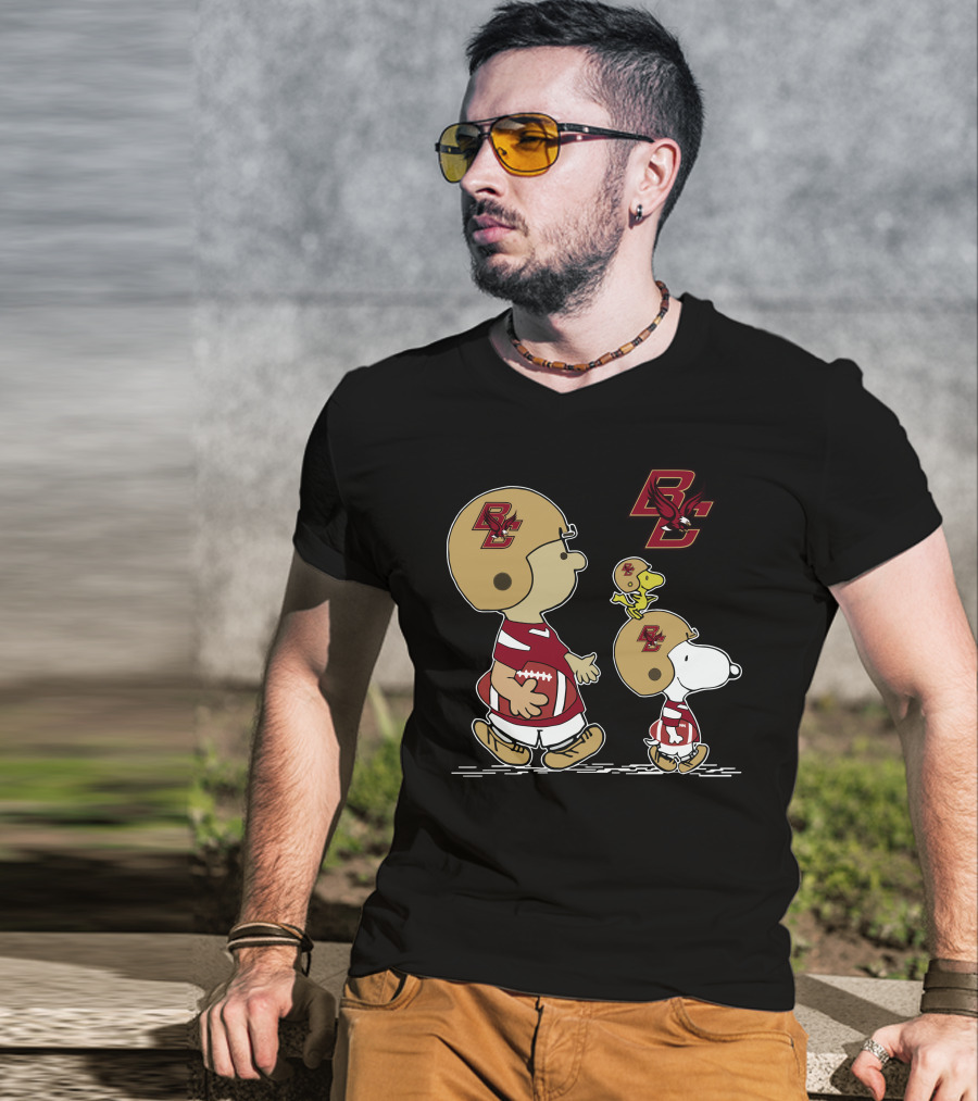 Boston College Eagles Snoopy And Woodstock Football Team Spirit T-Shirt