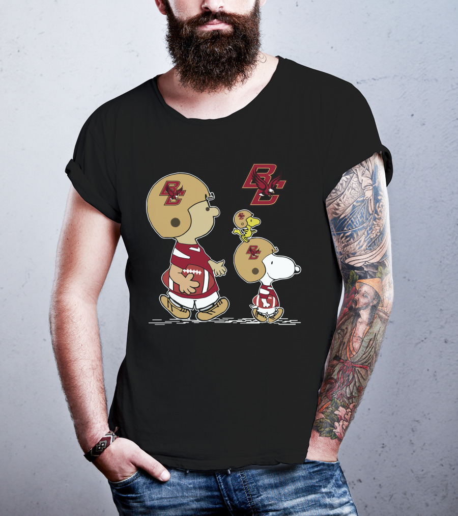 Boston College Eagles Snoopy And Woodstock Football Team Spirit T-Shirt
