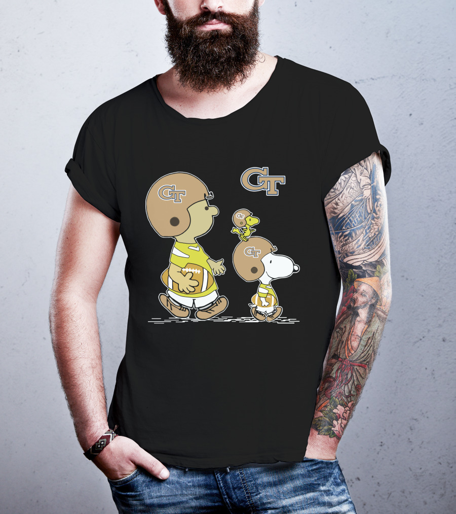 Georgia Tech Yellow Jackets Snoopy And Woodstock Football Duo T-Shirt