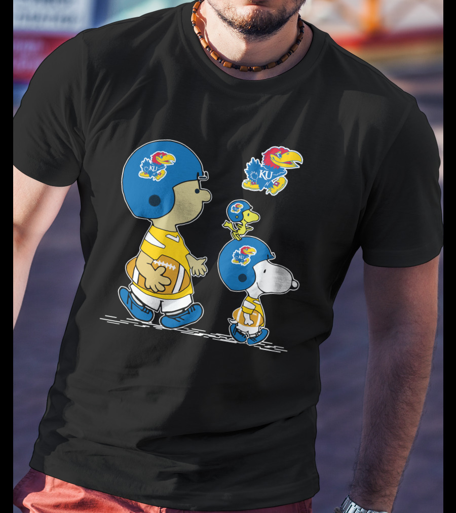 Kansas Jayhawks Snoopy Football Peanuts Characters T-Shirt
