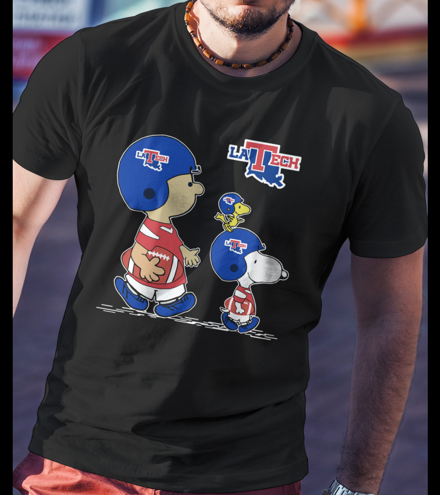 La Tech Football Peanuts Characters Snoopy Woodstock T-Shirt