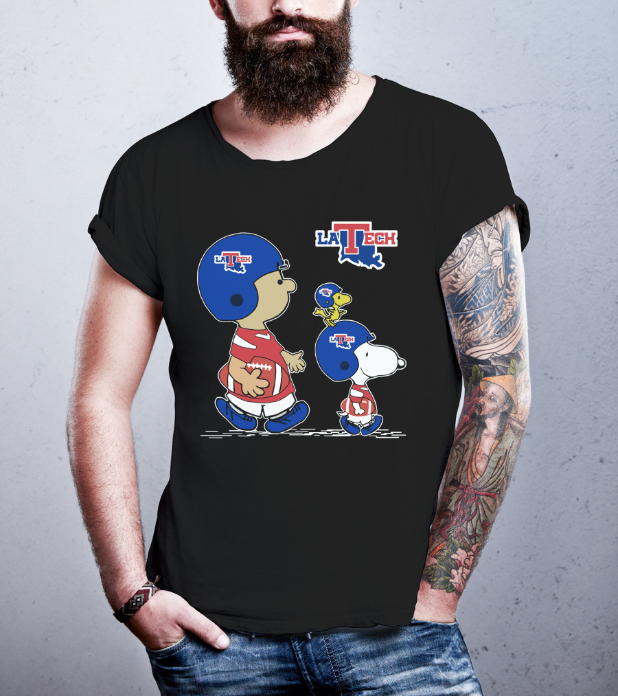 La Tech Football Peanuts Characters Snoopy Woodstock T-Shirt