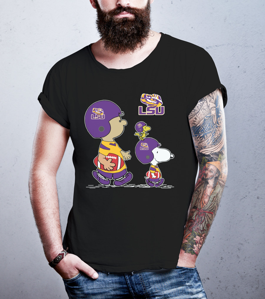 LSU Tigers Snoopy Football Charlie Brown Woodstock T-Shirt