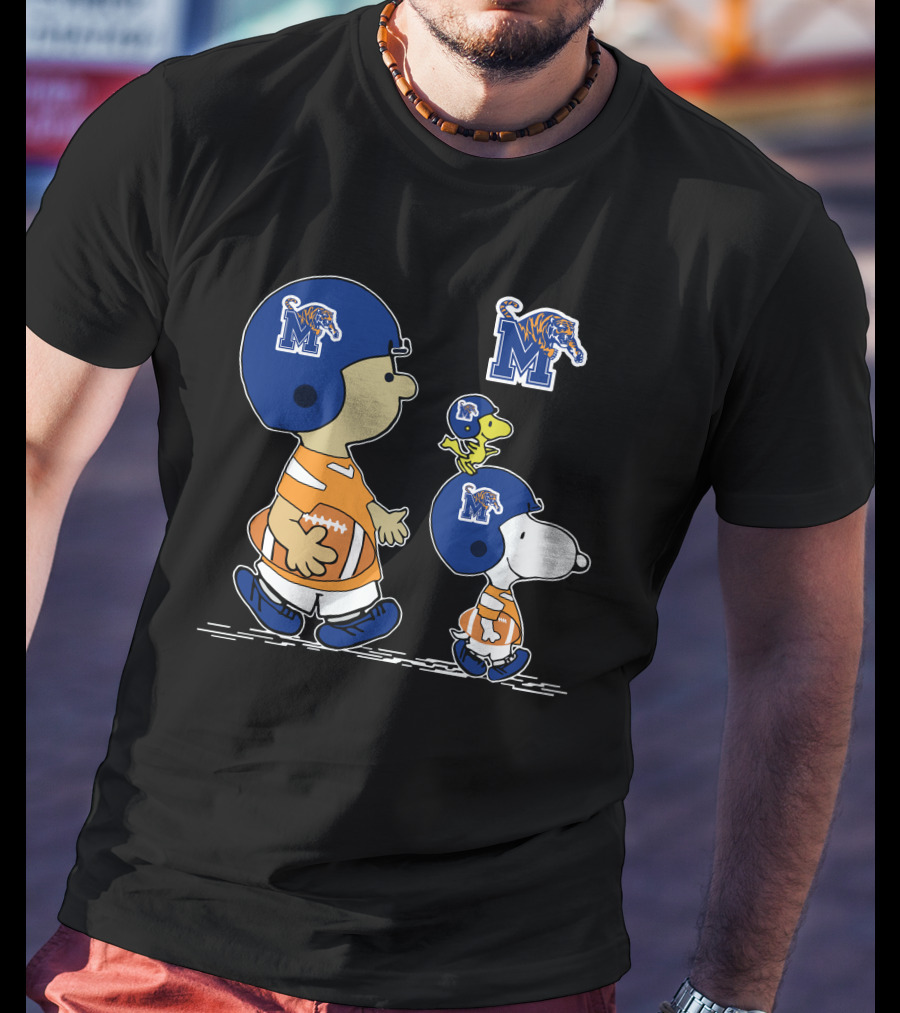 Memphis Tigers Snoopy Football Charlie Brown Woodstock T-Shirt