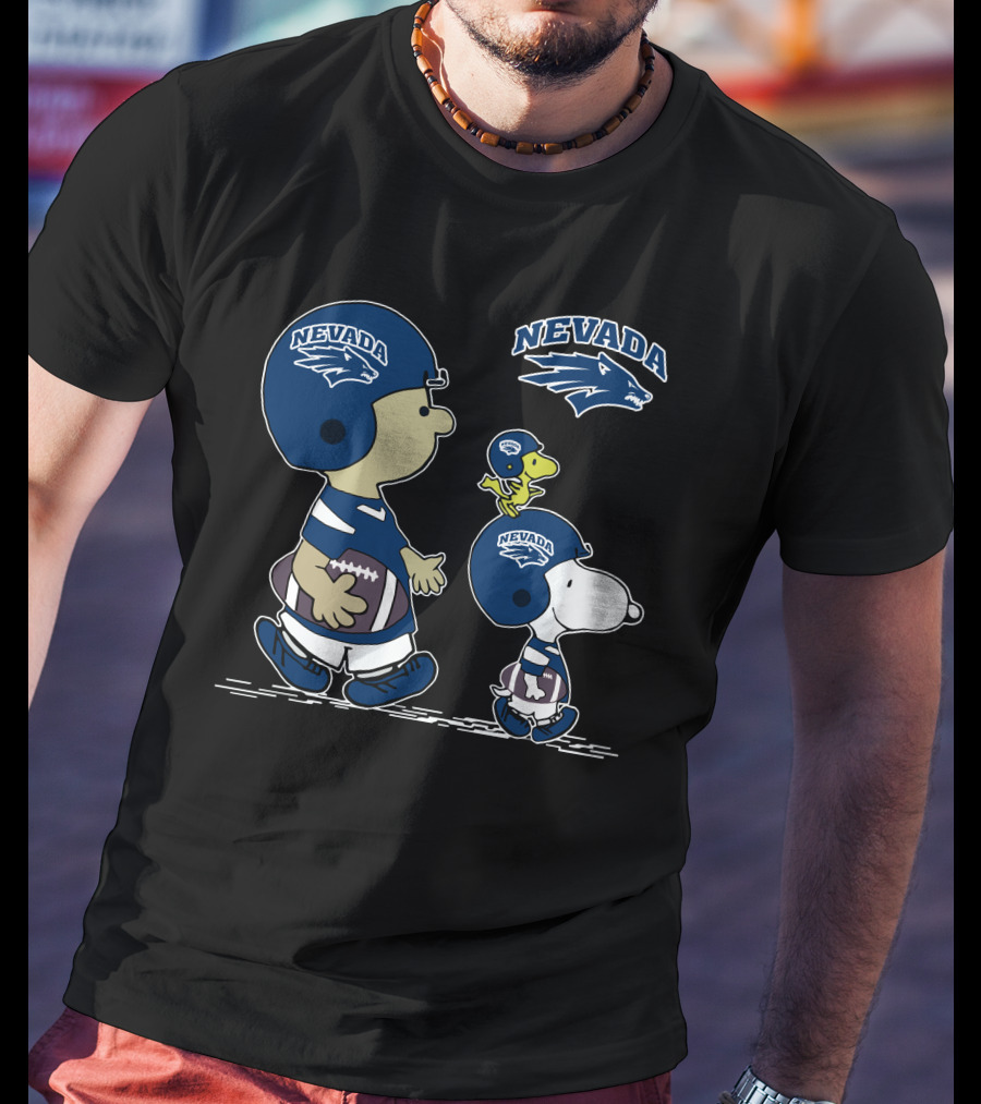 Nevada Wolf Pack Snoopy Football Peanuts Characters T-Shirt