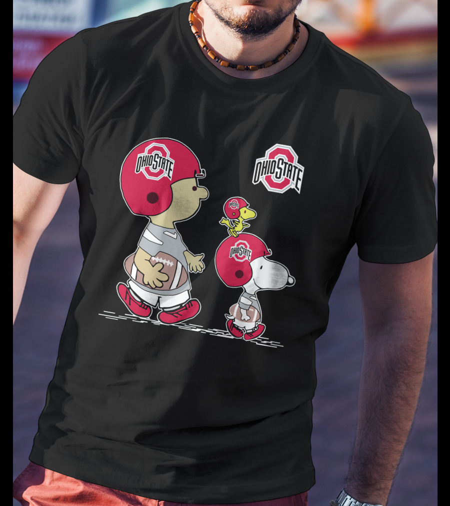 Ohio State Peanuts Snoopy Woodstock Football Team Helmets T-Shirt