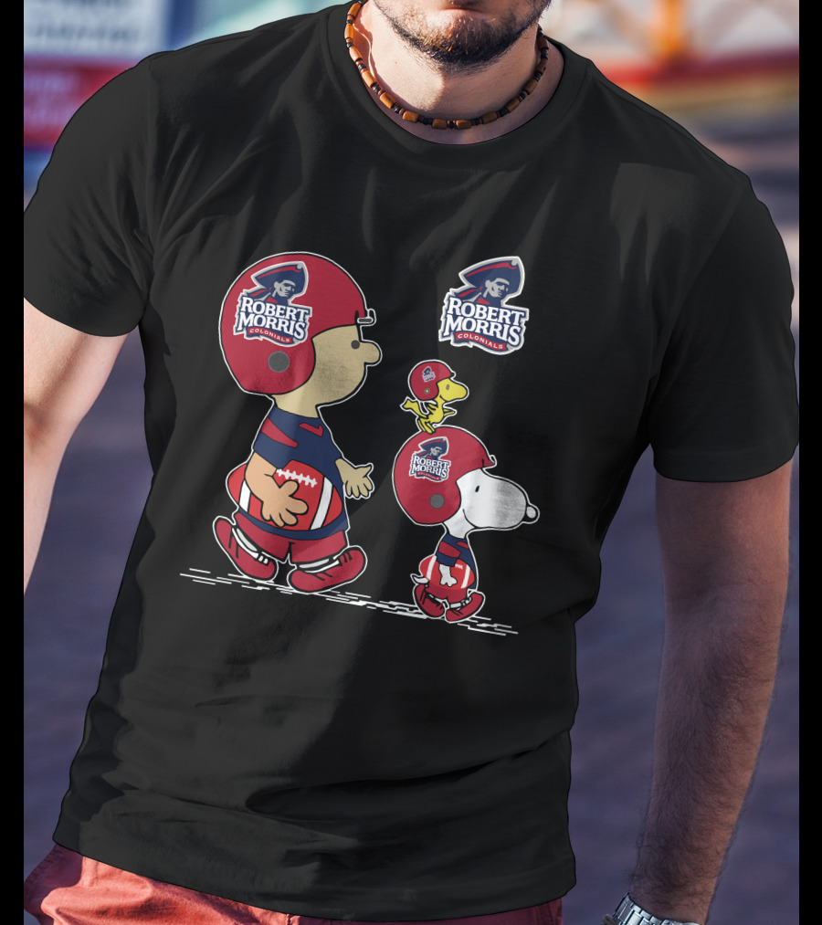 Robert Morris Colonials Snoopy Football Helmet T-Shirt