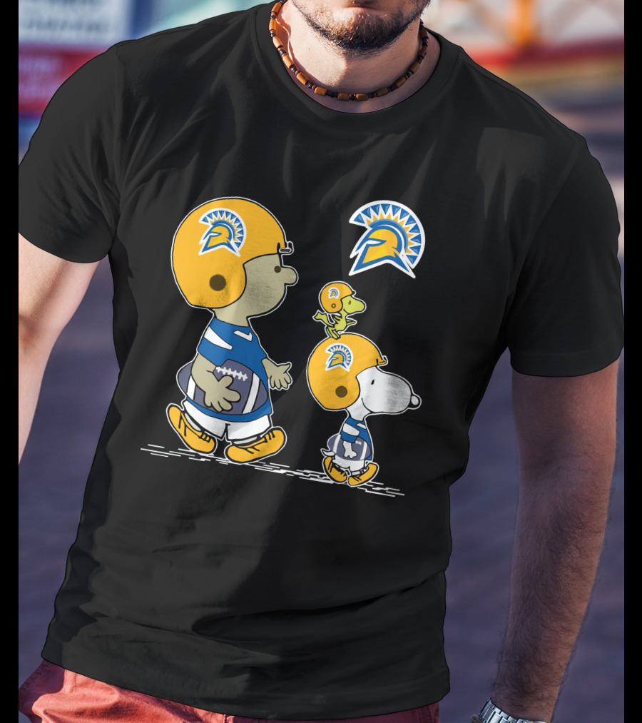 San Jose State Spartans Snoopy And Woodstock Football Helmet T-Shirt