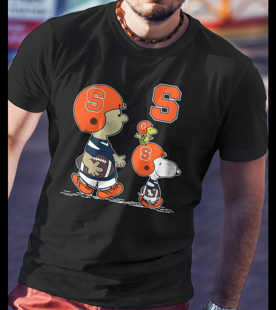 Syracuse Orange Peanuts Snoopy And Woodstock Football Team T-Shirt