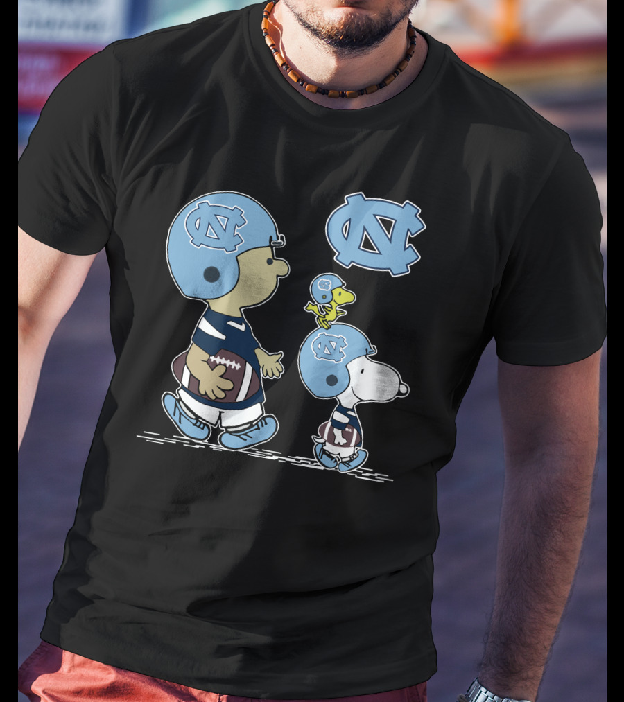 North Carolina Tar Heels Snoopy And Woodstock Football Helmets T-Shirt