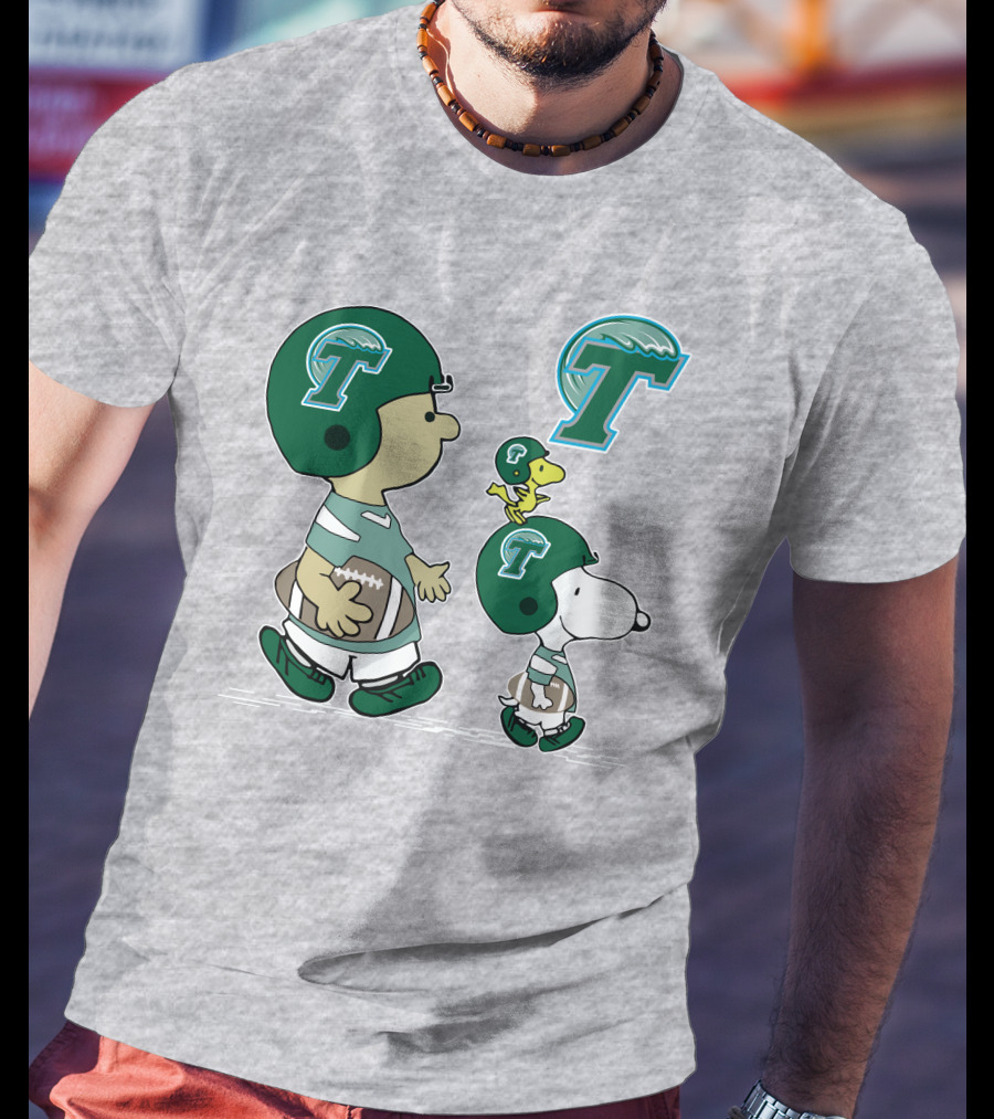 Tulane Football Snoopy And Woodstock Peanuts Characters T-Shirt