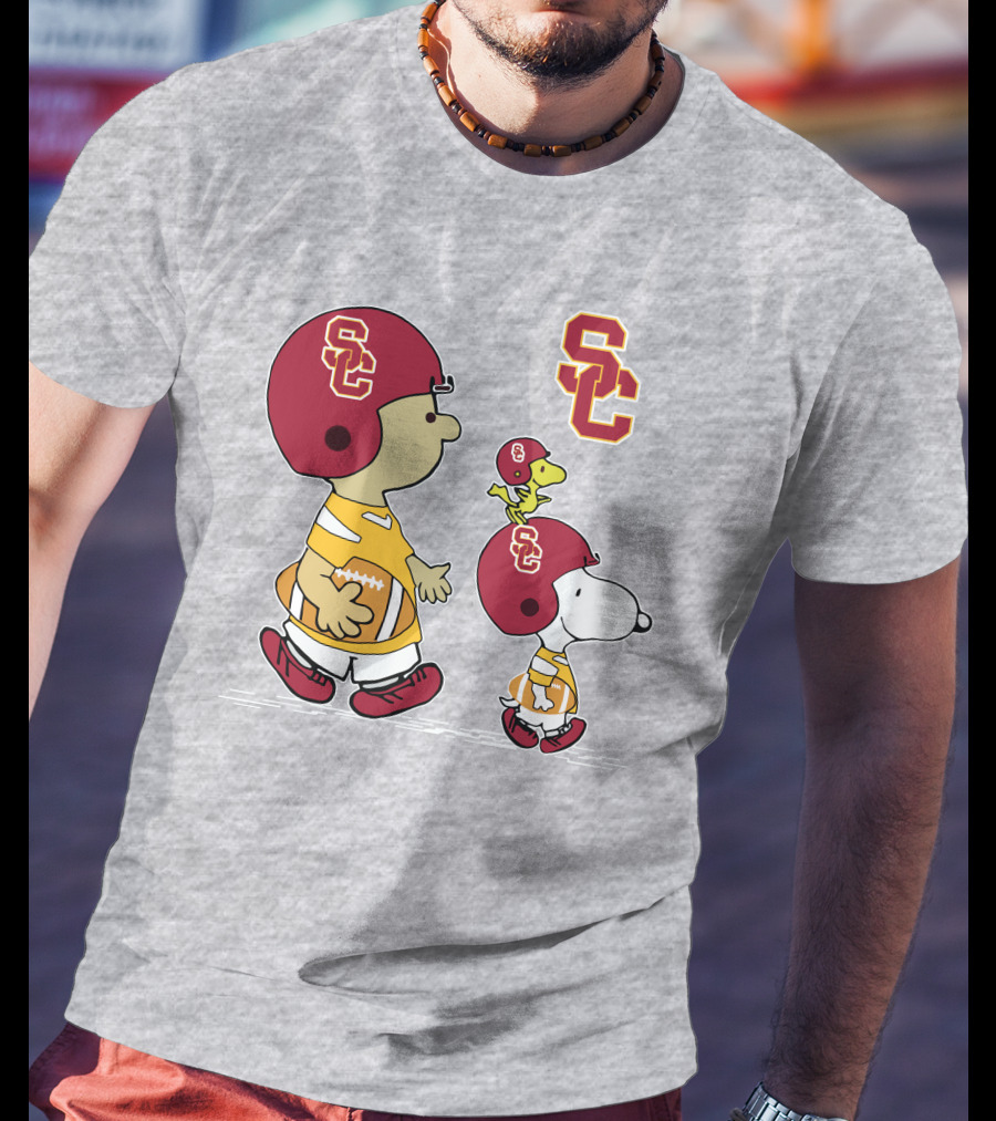 USC Trojans Snoopy Charlie Brown Woodstock Football Helmets T-Shirt