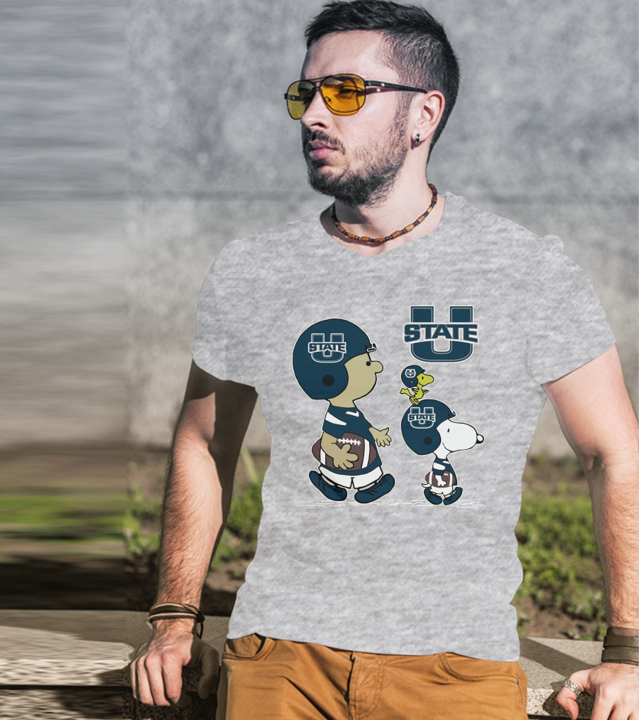 Utah State Football Snoopy And Woodstock Peanuts Characters T-Shirt