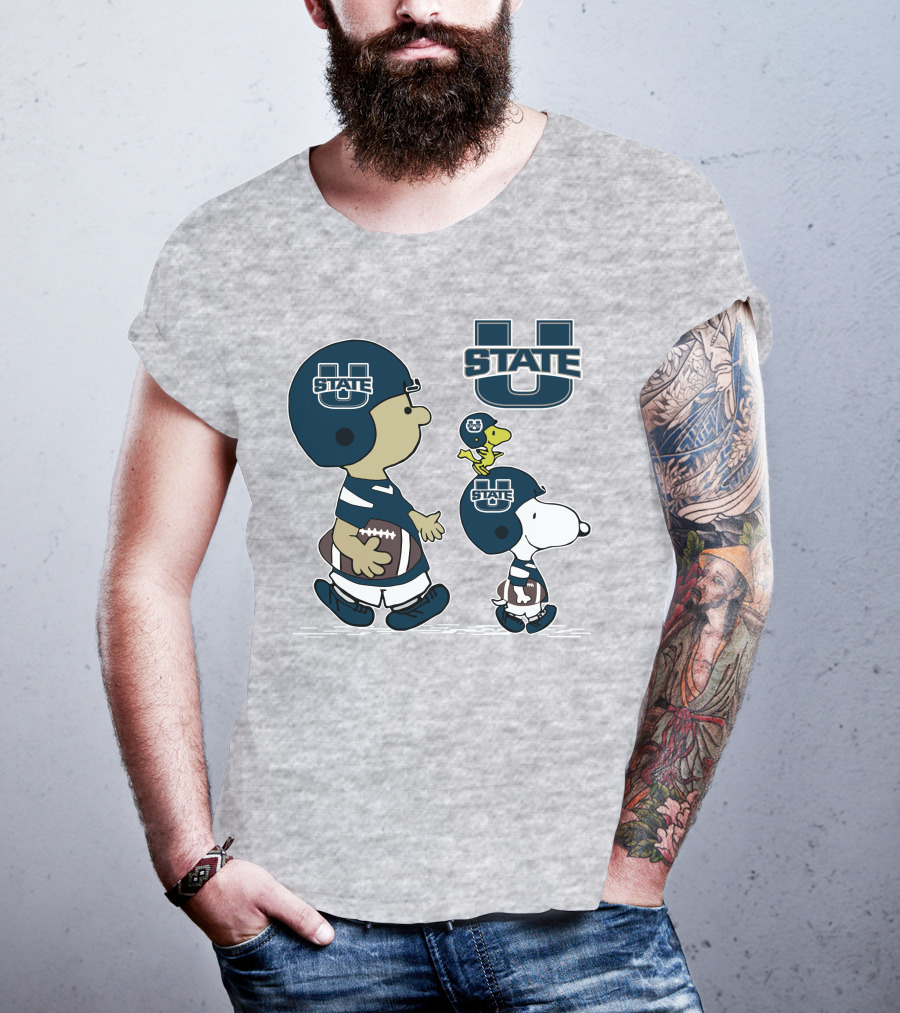 Utah State Football Snoopy And Woodstock Peanuts Characters T-Shirt