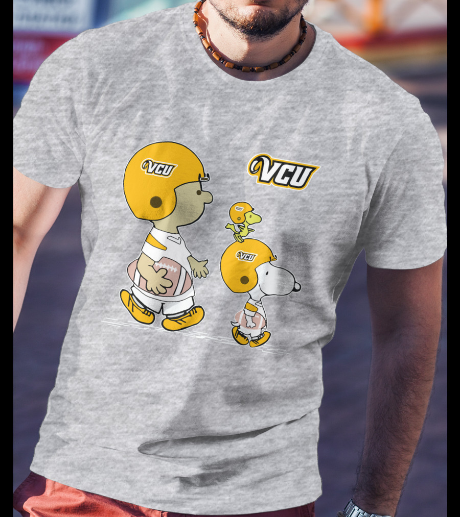 VCU Football Snoopy And Woodstock In Helmets T-Shirt