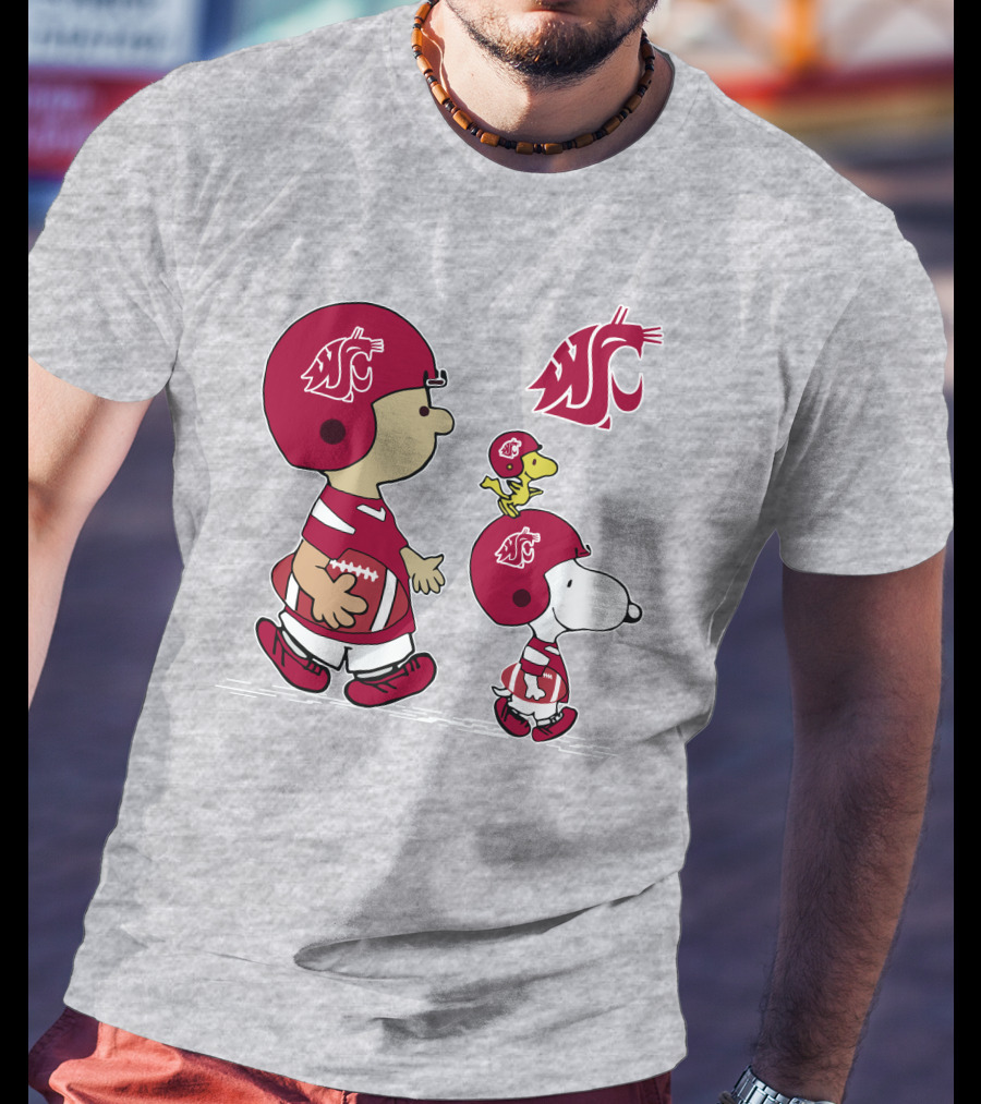 Washington State Cougars Snoopy Football Peanuts T-Shirt