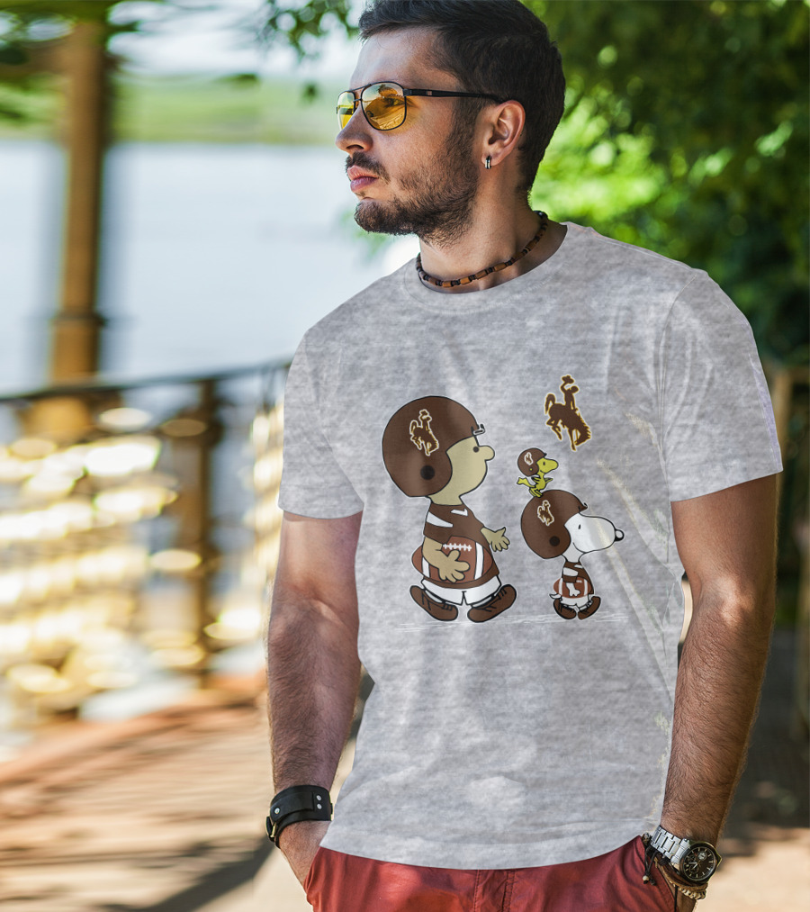Wyoming Cowboys Peanuts Characters Football T-Shirt