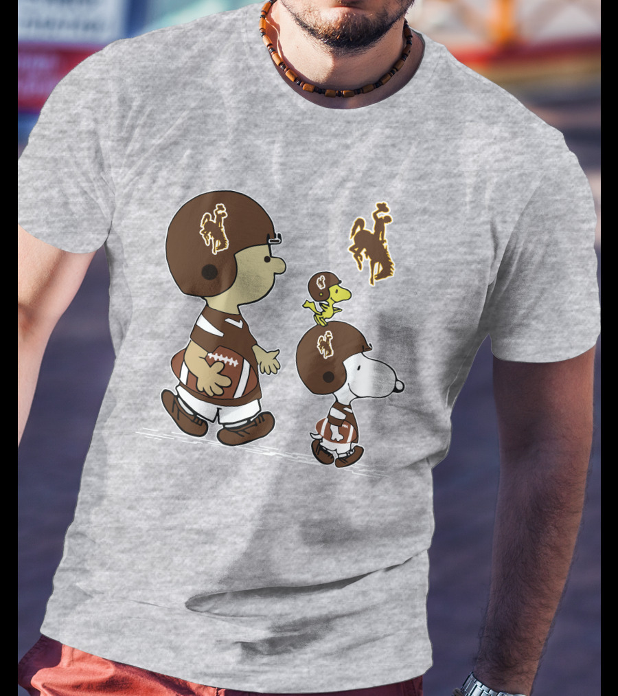Wyoming Cowboys Peanuts Characters Football T-Shirt