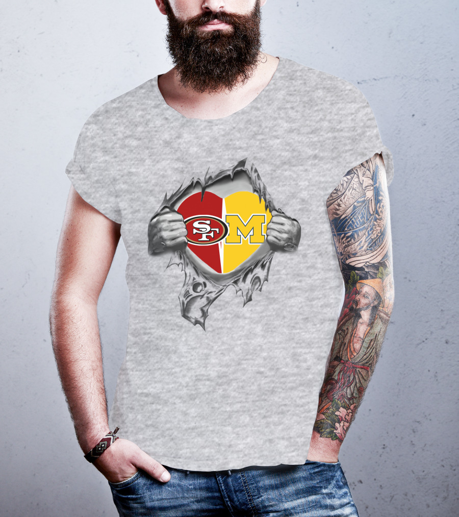 49Ers SF Michigan Wolverines Heart T-Shirt