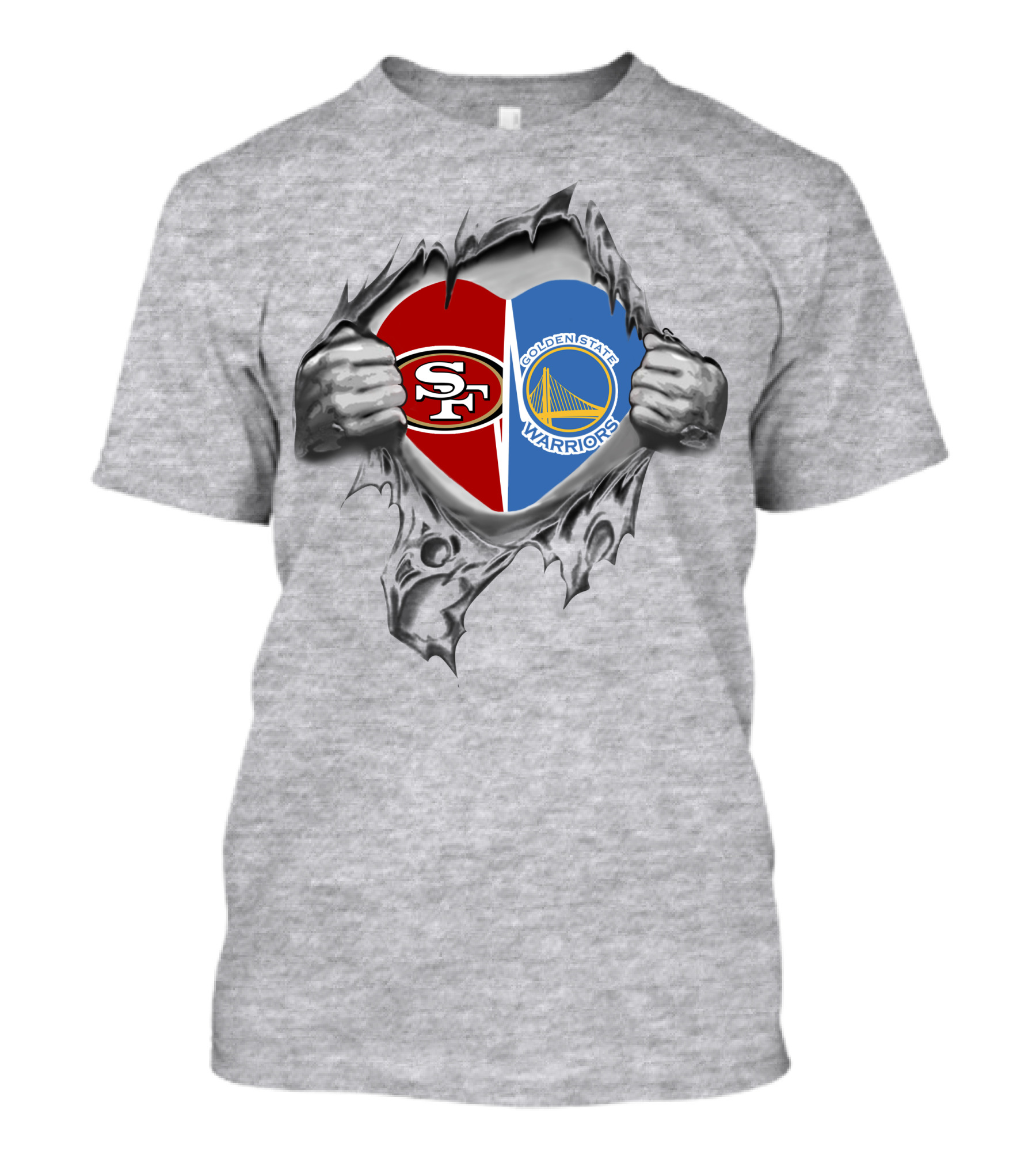 SF 49ers Golden State Warriors Heart Rip T-Shirt