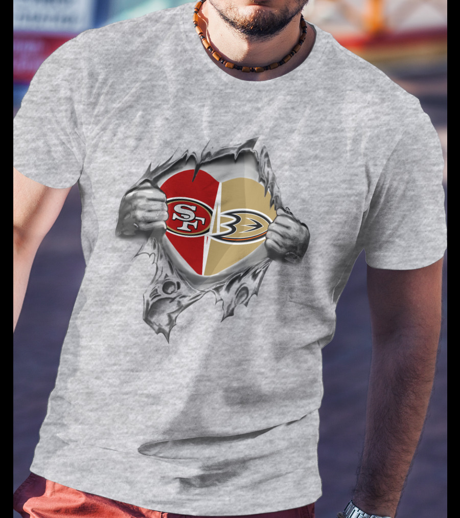 SF 49ers Anaheim Ducks Heart T-Shirt
