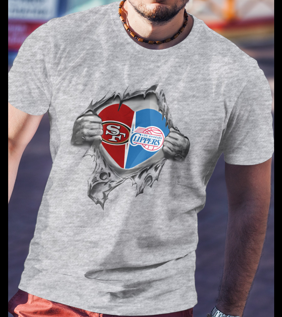 SF 49Ers Los Angeles Clippers Heart T-Shirt