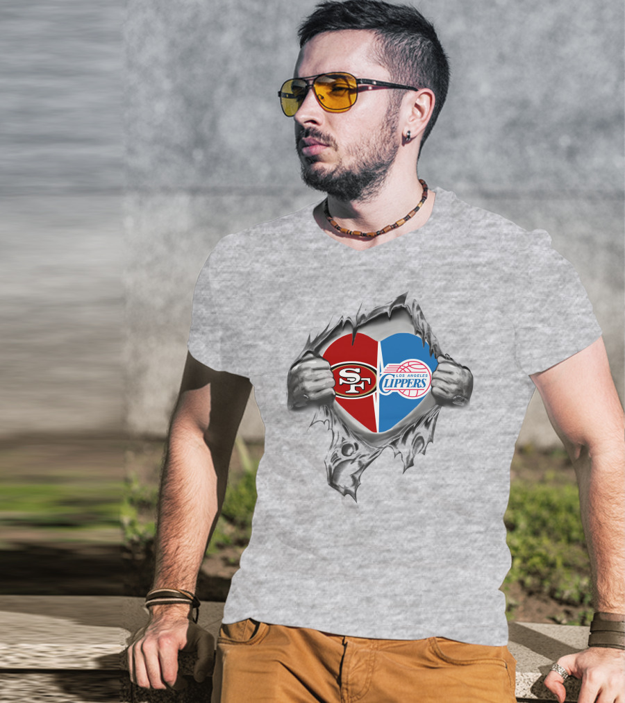 SF 49Ers Los Angeles Clippers Heart T-Shirt