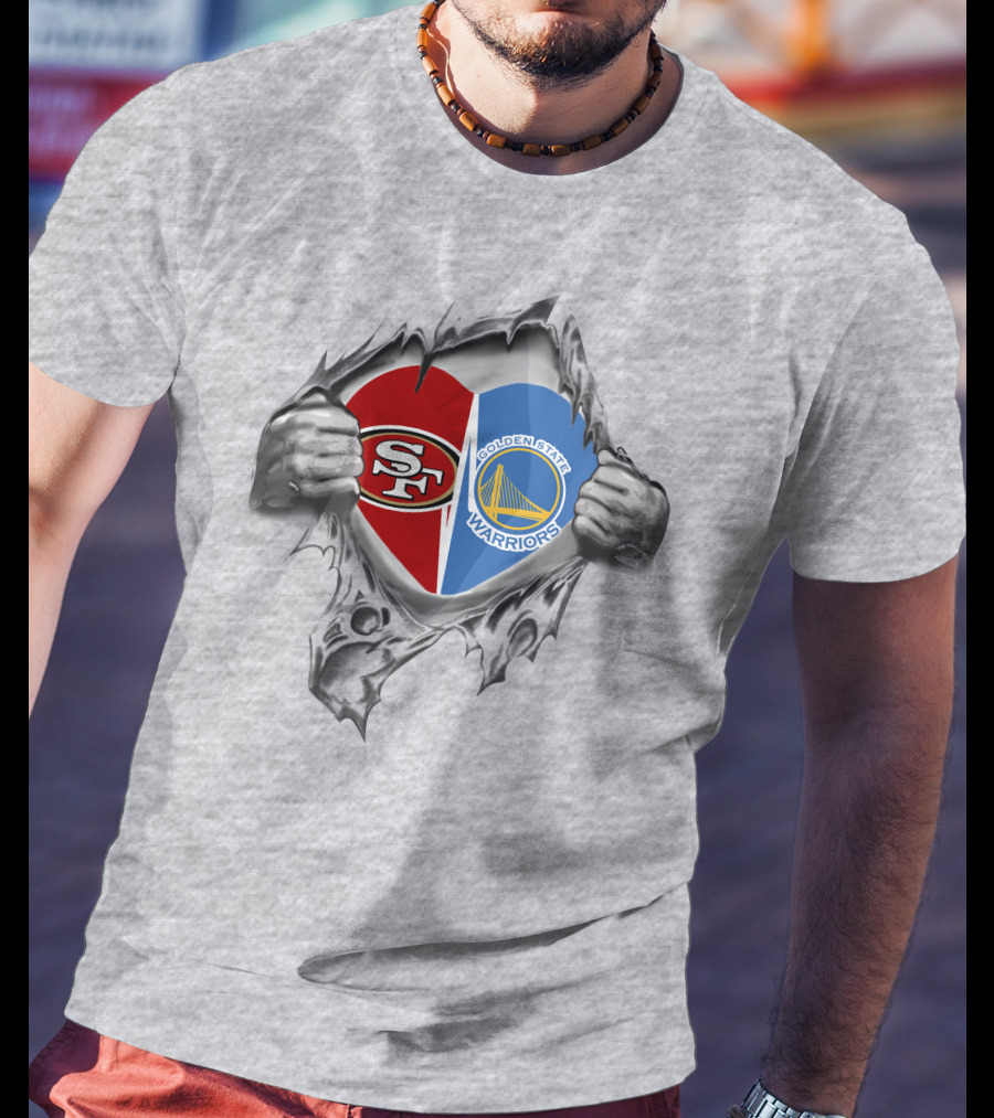 SF 49ers Golden State Warriors Heart Logo With Hands T-Shirt