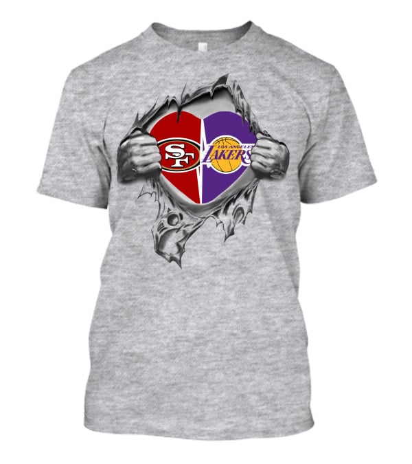 SF 49ers Los Angeles Lakers Heart T-Shirt