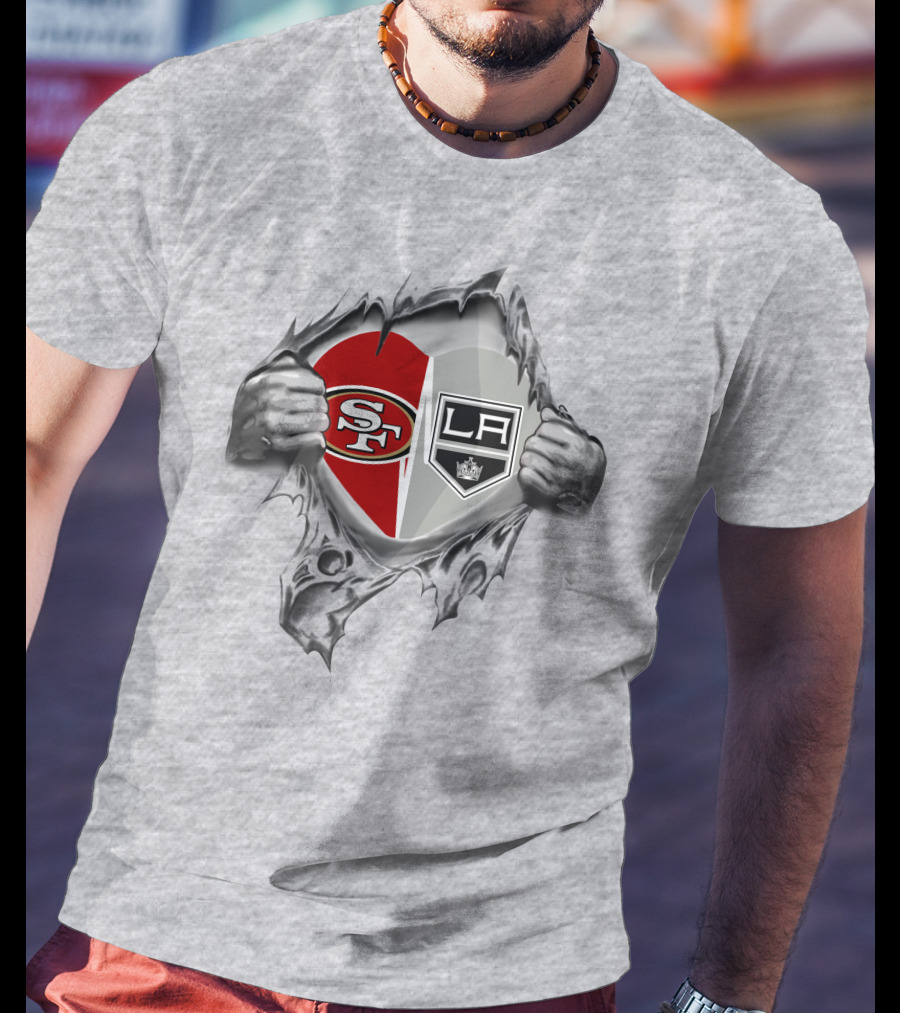 SF 49ers Los Angeles Kings Heart T-Shirt