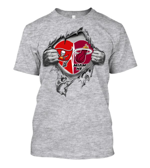 Buccaneers Miami Heat Heart Logo Split Inside Tear T-Shirt